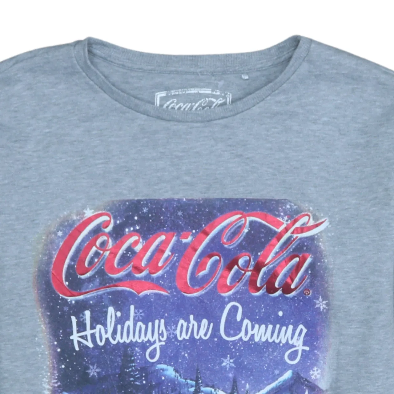Coca Cola Grey Sweatshirt Women's Medium Sequin Truck Holidays Are Coming Printed Top sold by Vintage Club product image thumbnail 3