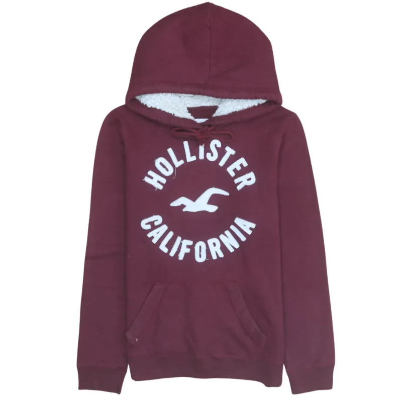 Hollister 90's Spellout Pullover Hoodie Large Burgundy Red made by Hollister