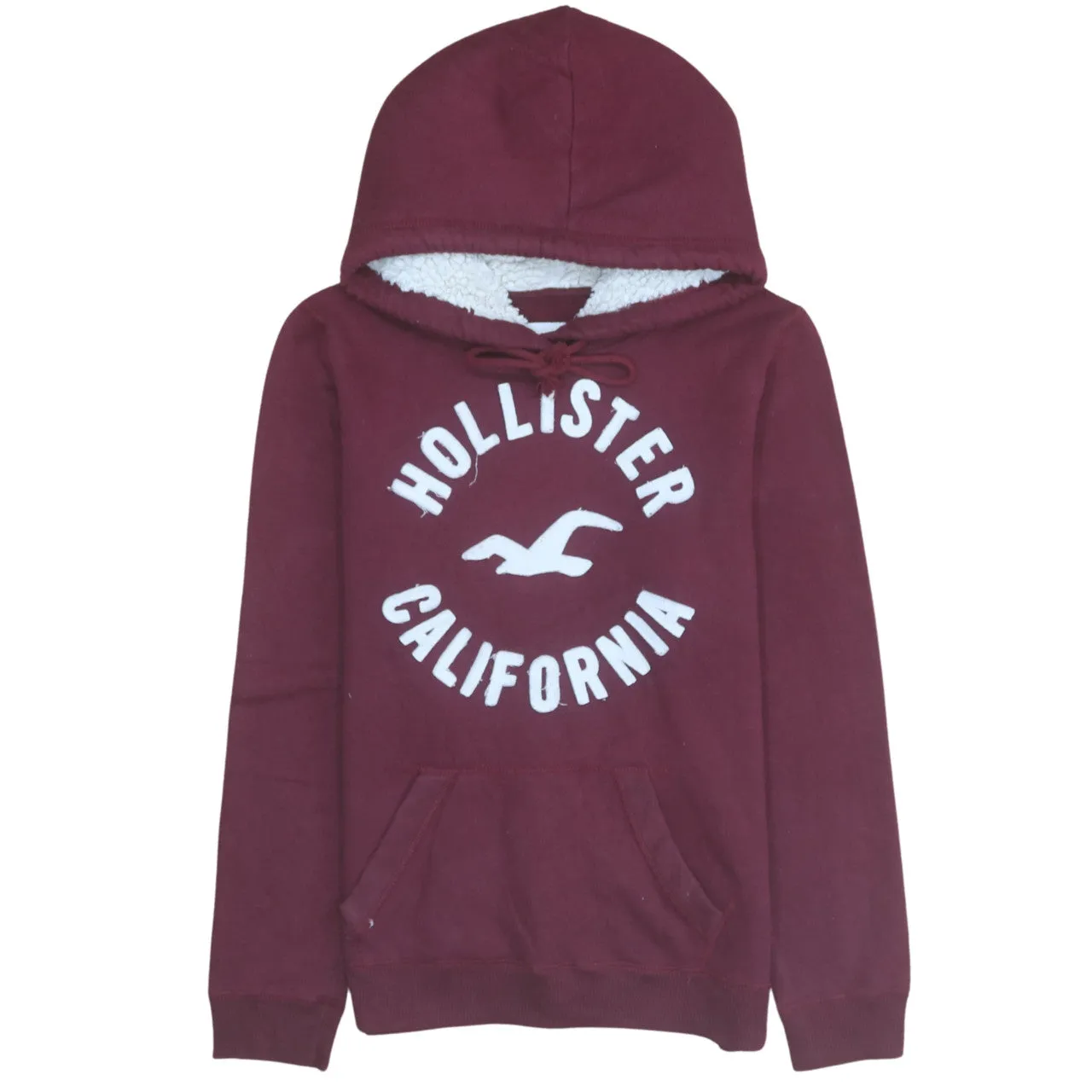 Hollister 90's Spellout Pullover Hoodie Large Burgundy Red sold by Vintage Club