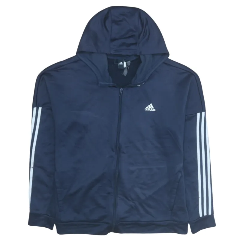 Adidas 90's Striped Sleeve Full Zip Up Hoodie XLarge Navy Blue sold by Vintage Club