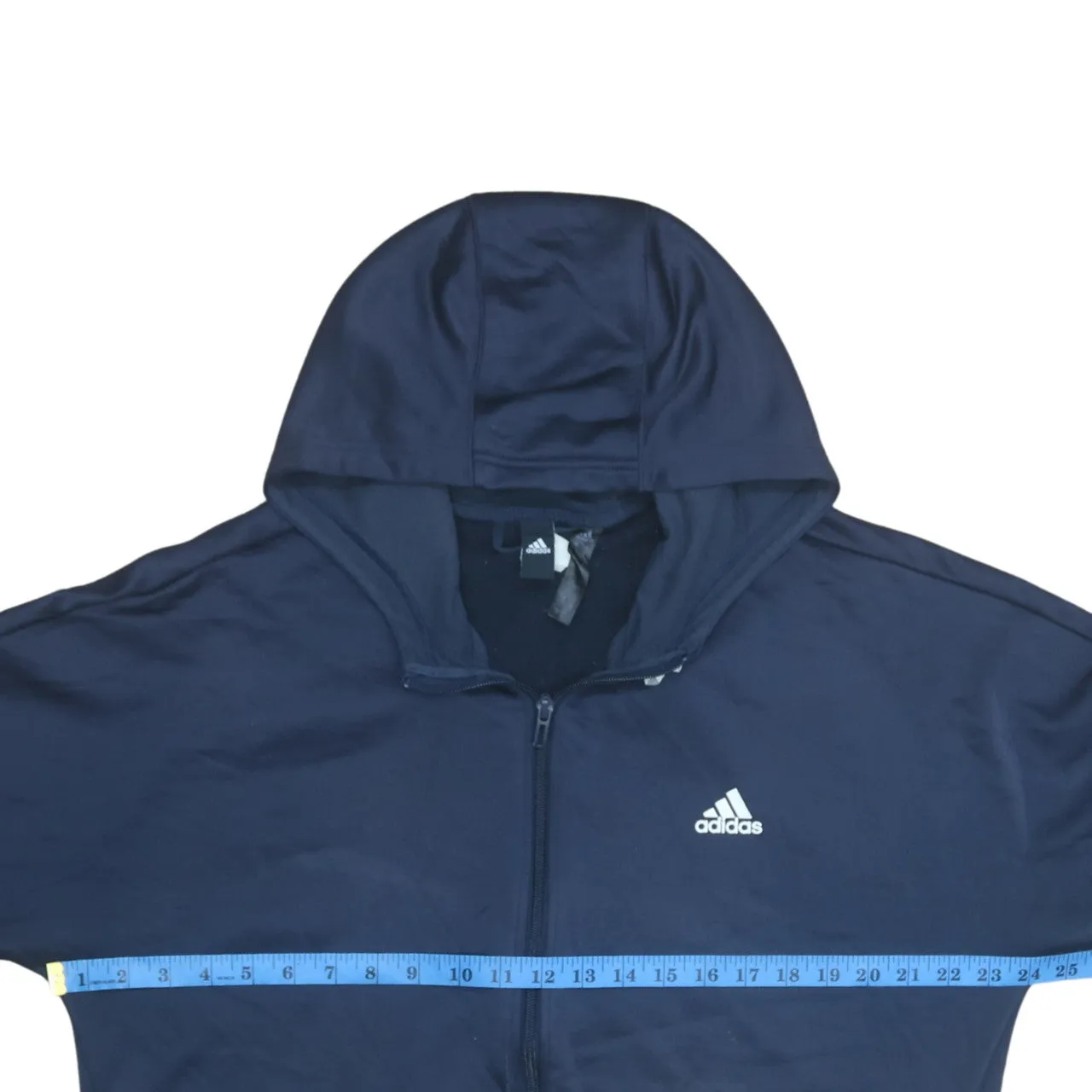 Adidas 90's Striped Sleeve Full Zip Up Hoodie XLarge Navy Blue sold by Vintage Club product image thumbnail 5