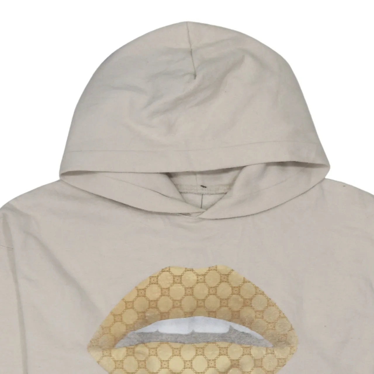 Retro 90's Drawstring Pockets Pullover Hoodie Medium Beige Cream sold by Vintage Club product image thumbnail 3