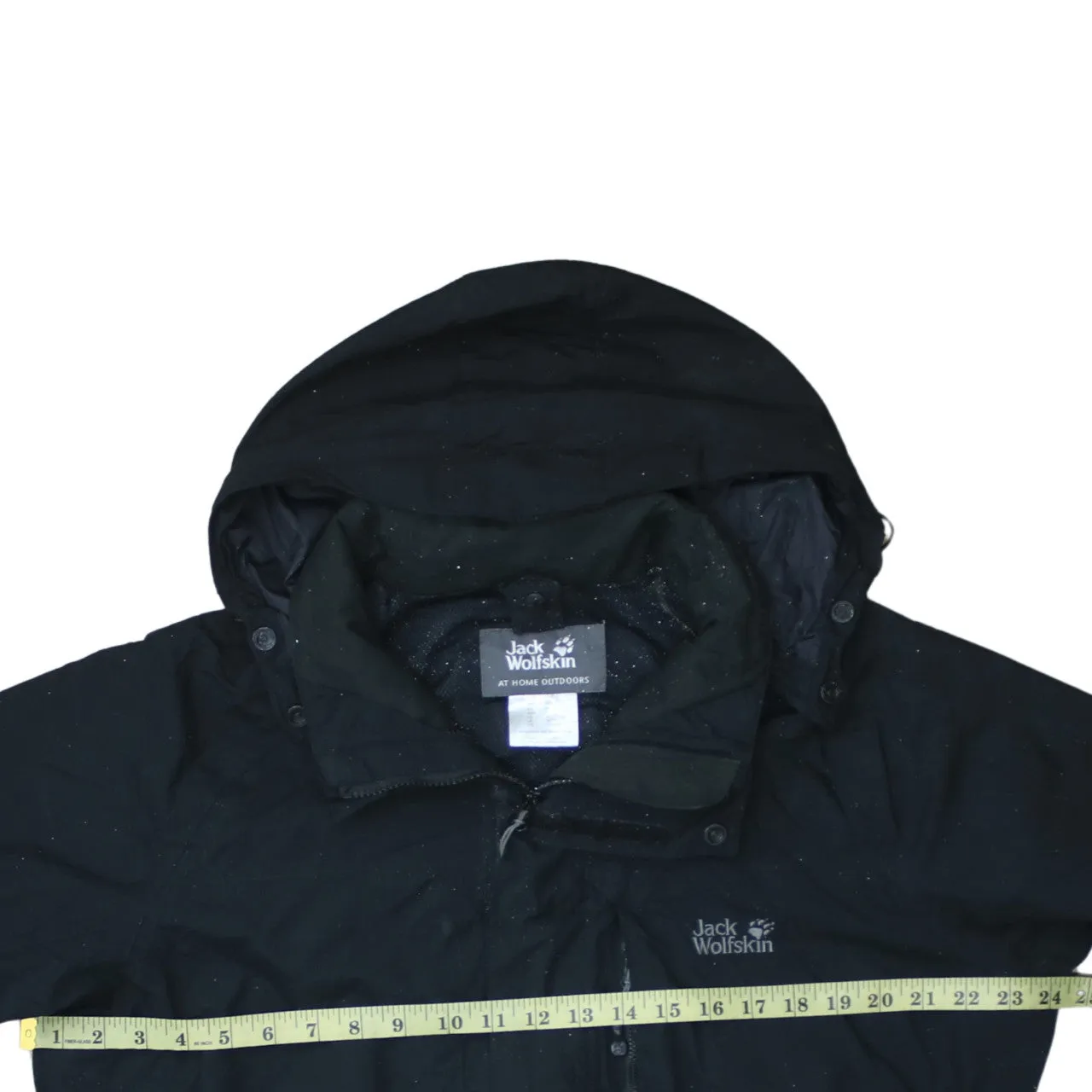 Jack Wolfskin Black Hooded Jacket Men's Medium Embroidered Logo Zip Pockets Windbreaker Outerwear sold by Vintage Club product image thumbnail 5