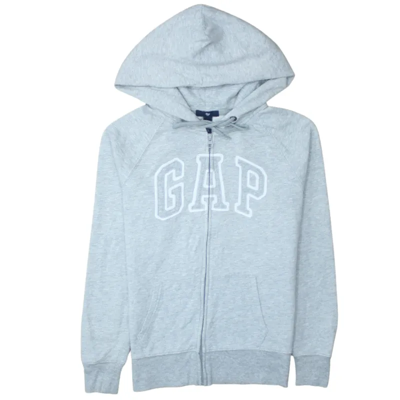 Gap Light Grey Full Zip Hoodie Men's Small Printed Logo Split Pockets Sweatshirt Top sold by Vintage Club
