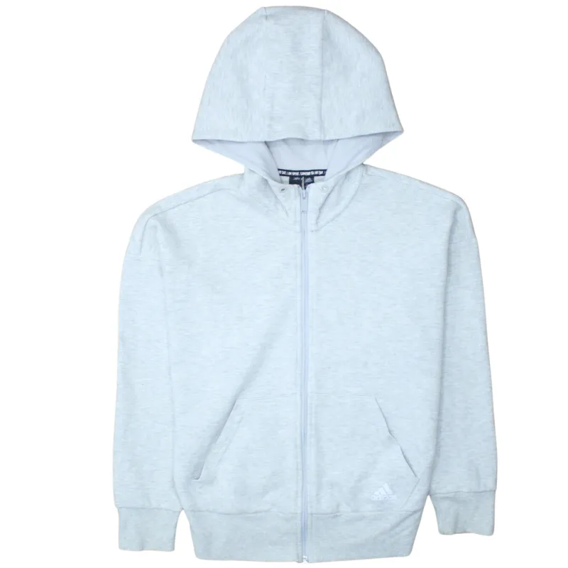 Adidas 90's Drawstring Pockets Full Zip Up Hoodie Small Grey sold by Vintage Club
