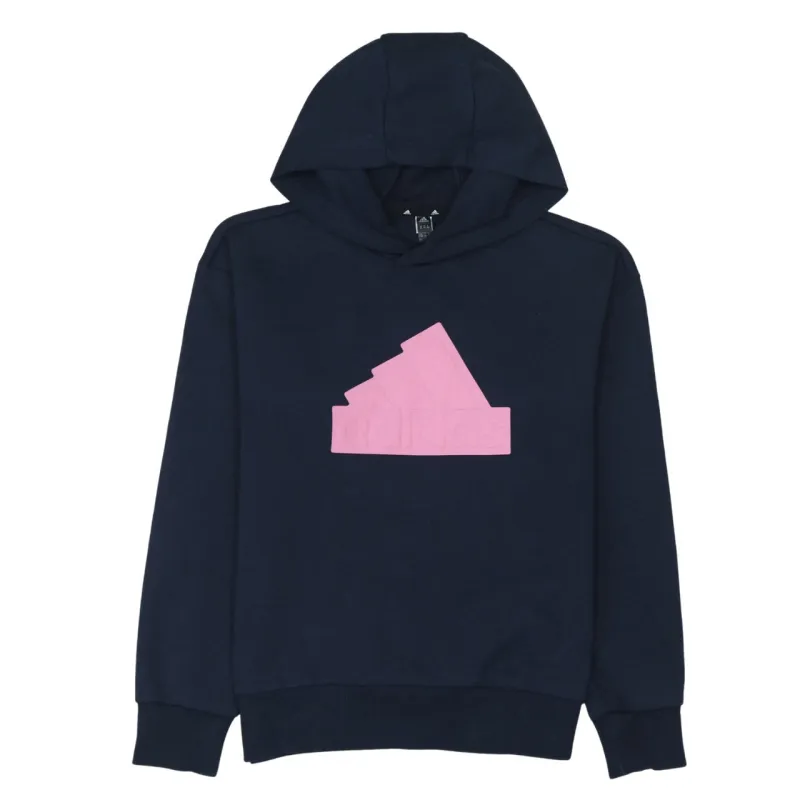 Adidas Navy Blue Hoodie Men's Small Pink Embossed Logo Pullover Hooded Sweatshirt made by Adidas
