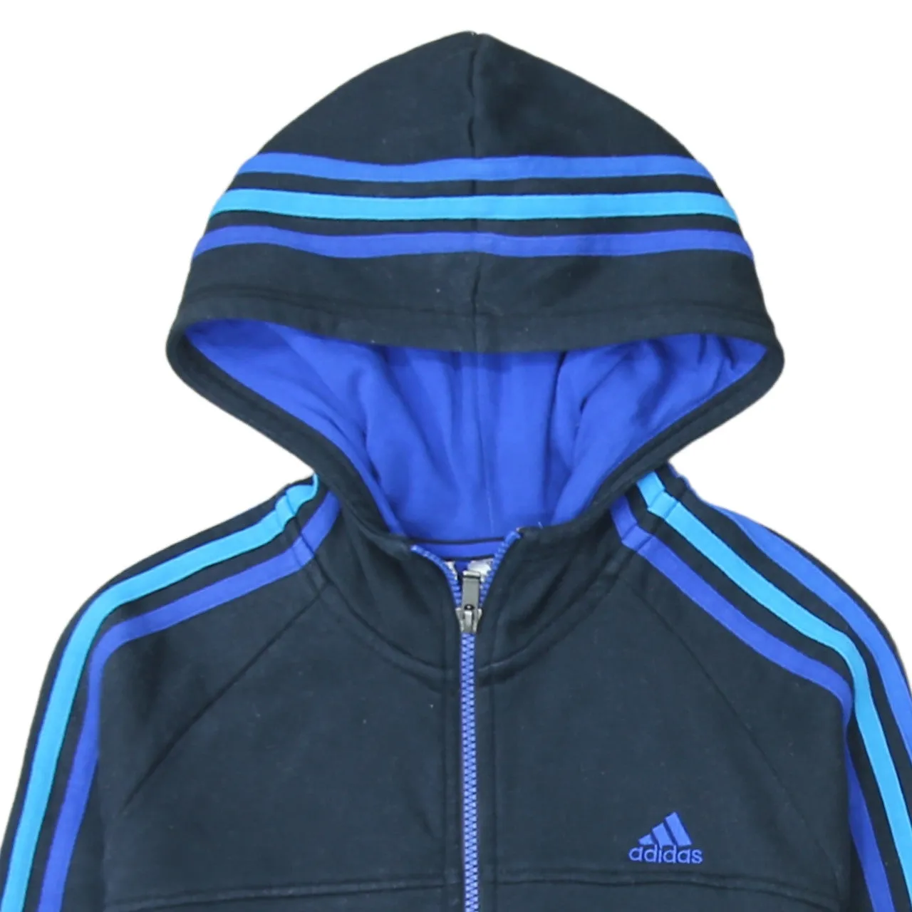 Adidas 90's Striped Sleeve Full Zip Up Hoodie Large Black sold by Vintage Club product image thumbnail 3