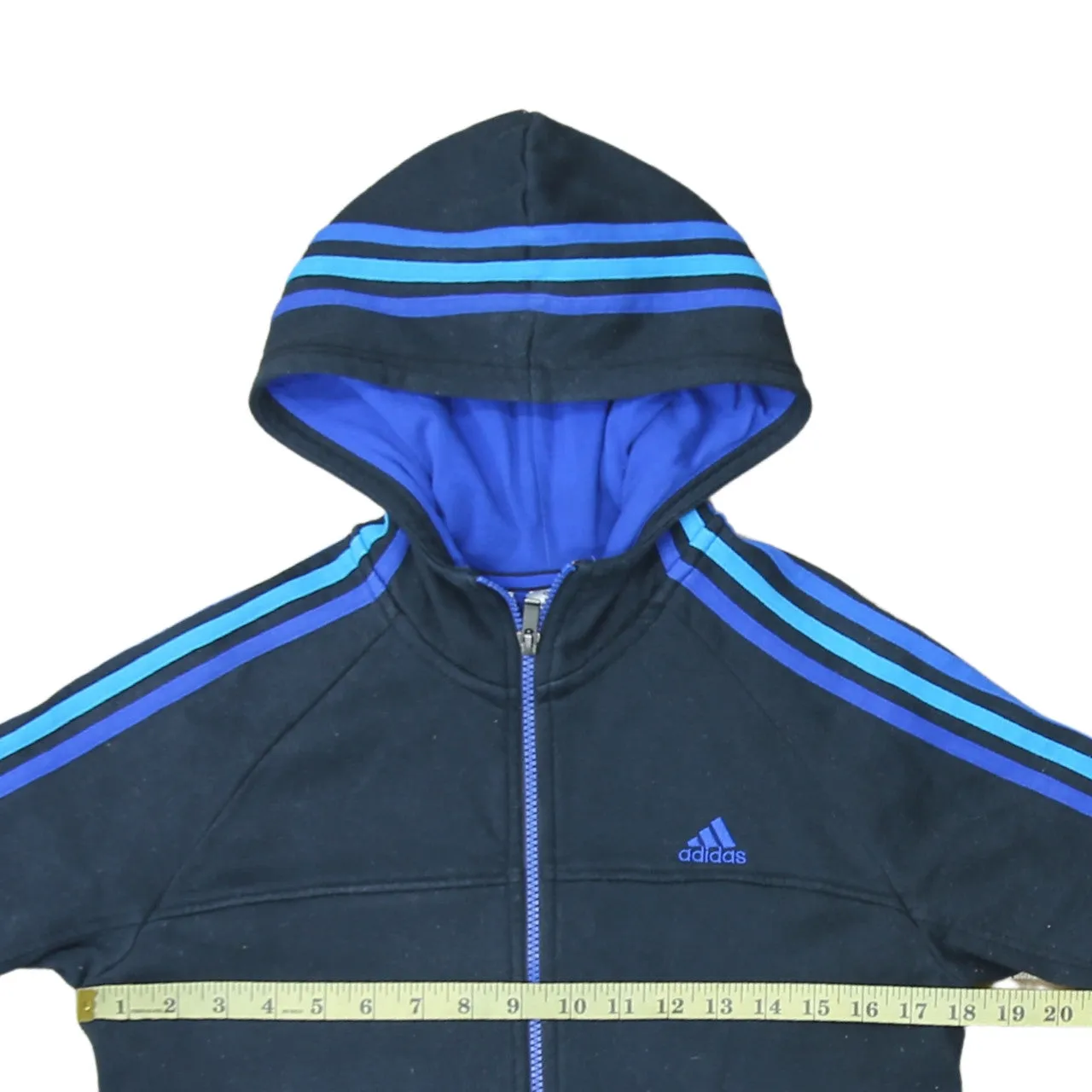 Adidas 90's Striped Sleeve Full Zip Up Hoodie Large Black sold by Vintage Club product image thumbnail 5