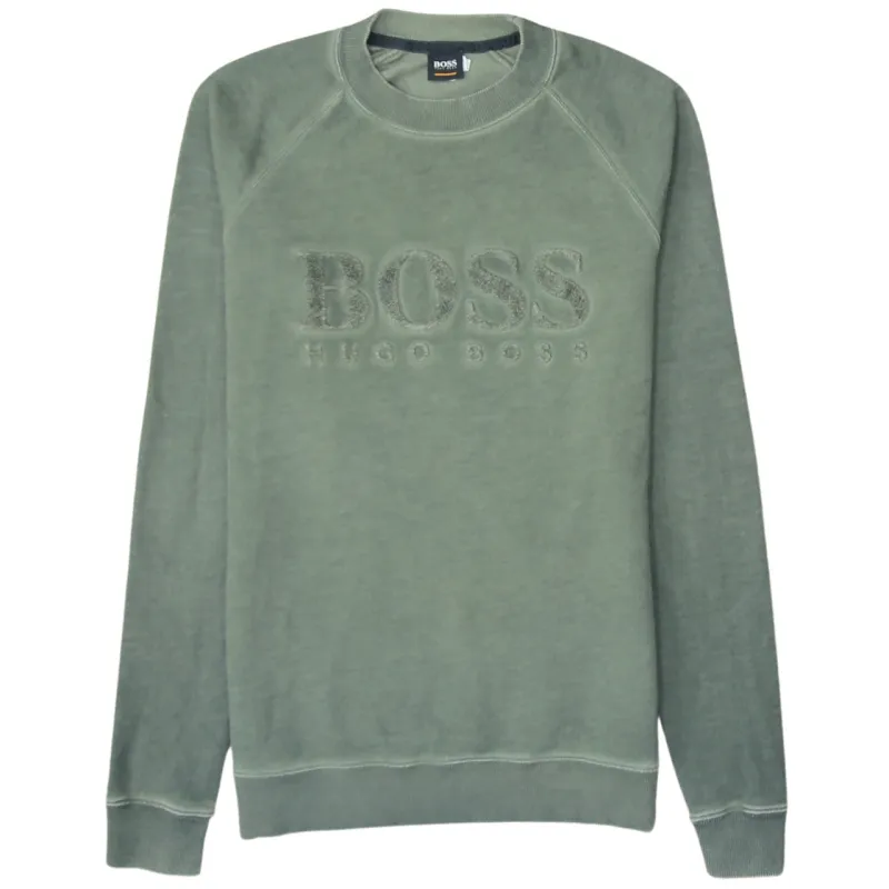 HUGO BOSS 90's Spellout Crew Neck Sweatshirt Small Green sold by Vintage Club