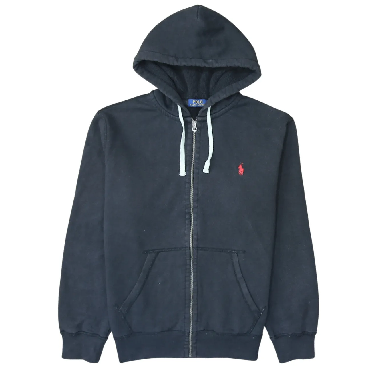 Polo Ralph Lauren 90's Drawstring Pockets Full Zip Up Hoodie Large Black sold by Vintage Club