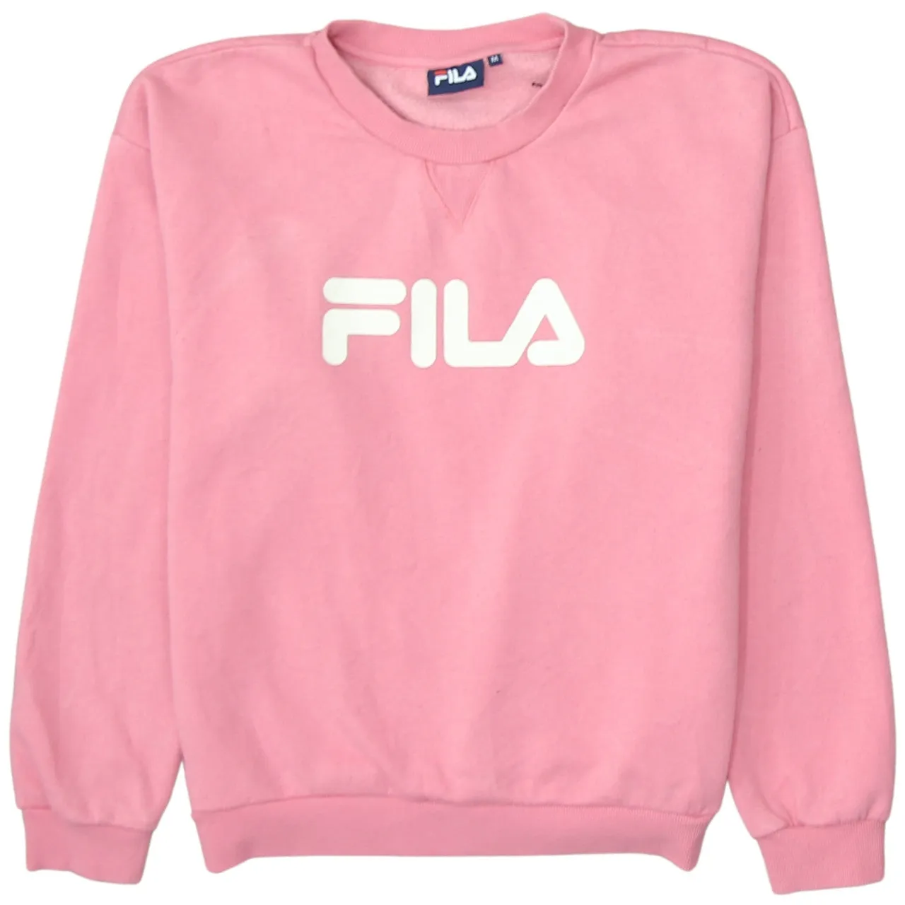 Fila Pink Sweatshirt Men's Medium Printed Front Logo Ribbed Cuffs Crewneck Pullover sold by Vintage Club