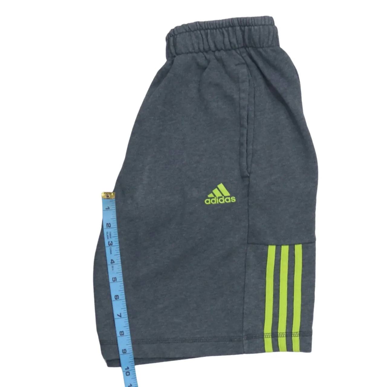 Adidas Charcoal Grey Shorts Men's Small Neon Green Three Stripes Printed Logo Training Gym sold by Vintage Club product image thumbnail 5
