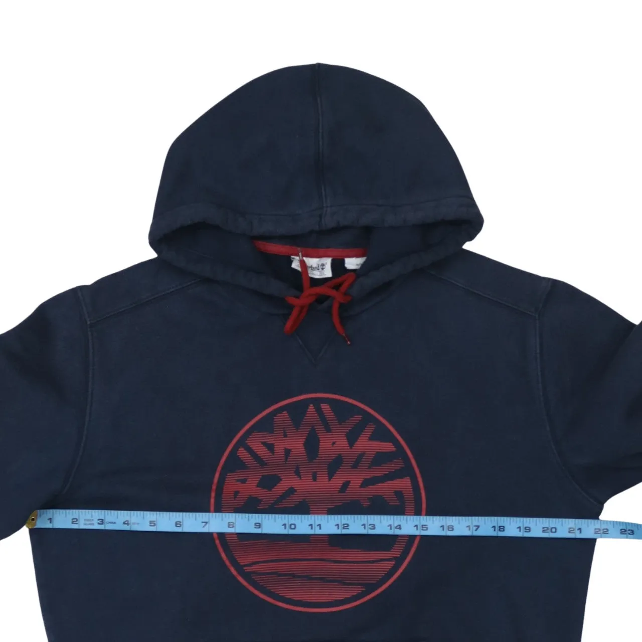 Timberland Navy Blue Hoodie Men's Medium Red Tree Logo Printed Front Pocket Sweatshirt sold by Vintage Club product image thumbnail 5