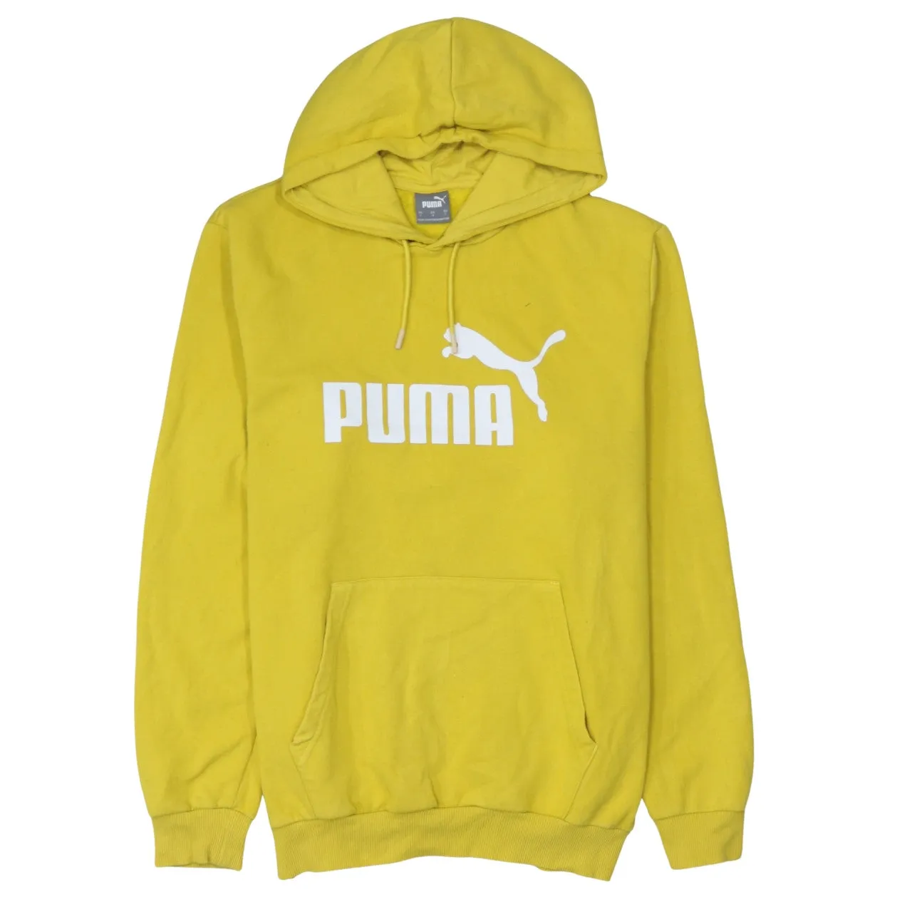 Puma Yellow Hoodie Women's Large Printed Front Logo Drawstring Hood Front Pocket Sweatshirt sold by Vintage Club