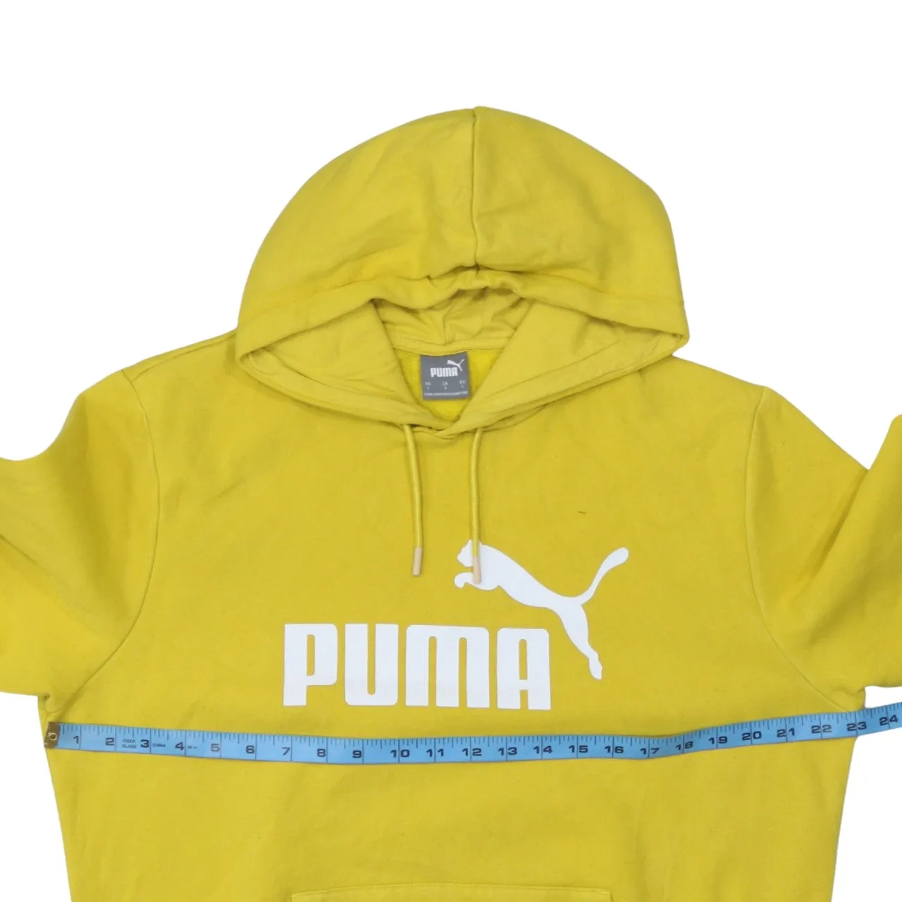 Puma Yellow Hoodie Women's Large Printed Front Logo Drawstring Hood Front Pocket Sweatshirt sold by Vintage Club product image thumbnail 5