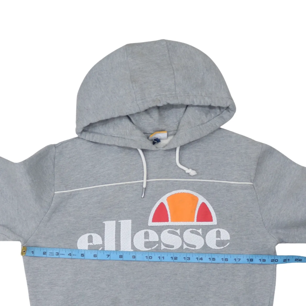 Ellesse Grey Hoodie Women’s Medium Printed Front Logo Drawstring Hood Button Pockets Sweatshirt sold by Vintage Club product image thumbnail 5
