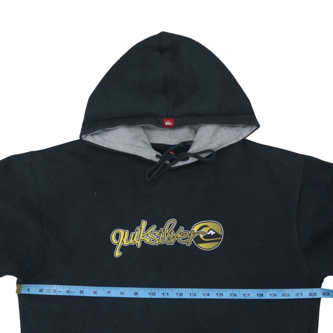 Quiksilver Black Hoodie Men's Small Printed Logo Sleeve Graphic Pullover Sweatshirt sold by Vintage Club product image thumbnail 5