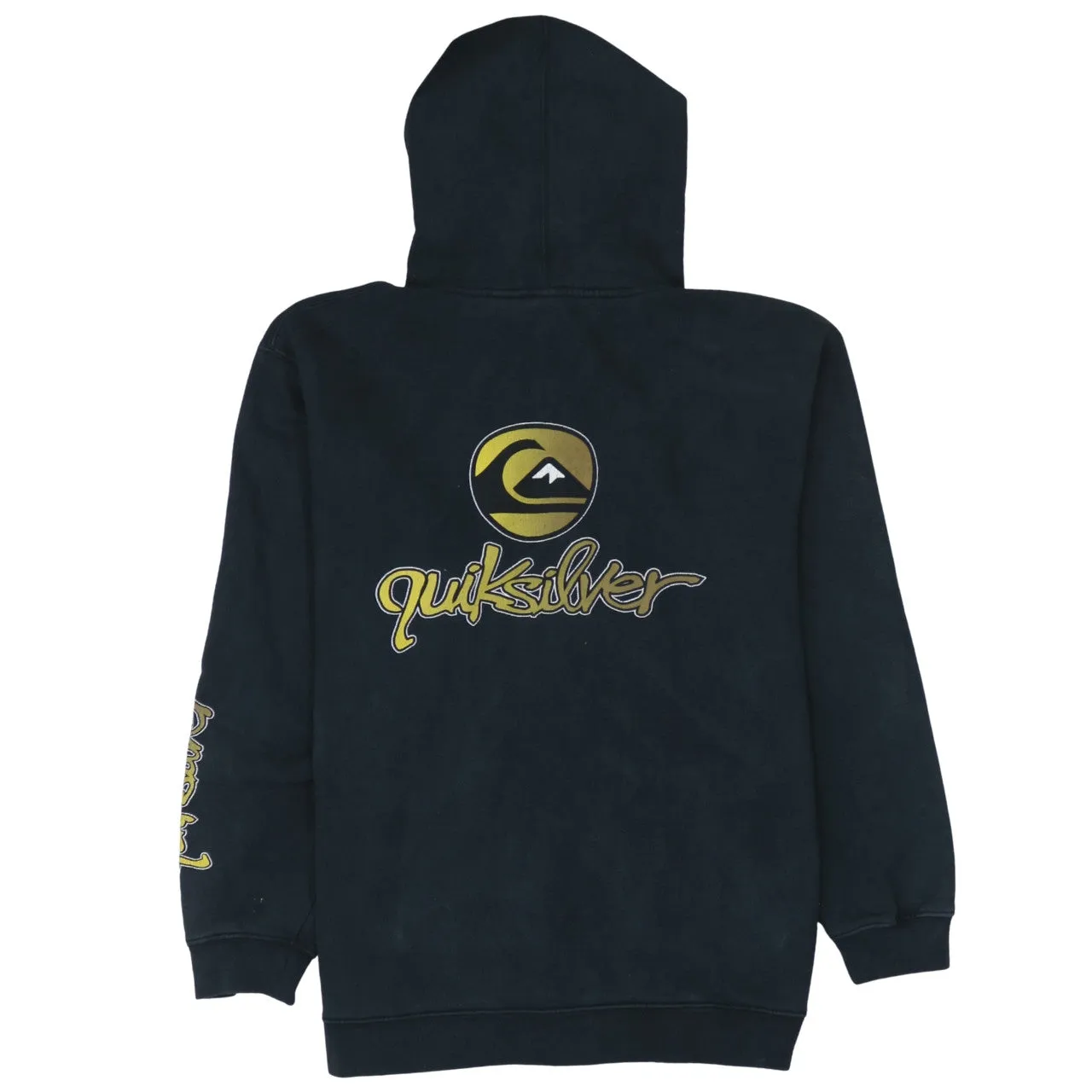 Quiksilver Black Hoodie Men's Small Printed Logo Sleeve Graphic Pullover Sweatshirt sold by Vintage Club product image thumbnail 2