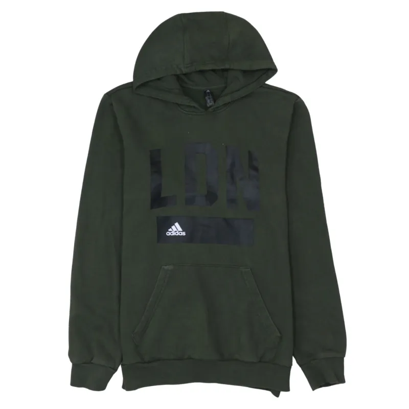 Adidas 90's Drawstring Pockets Pullover Hoodie Medium Green sold by Vintage Club