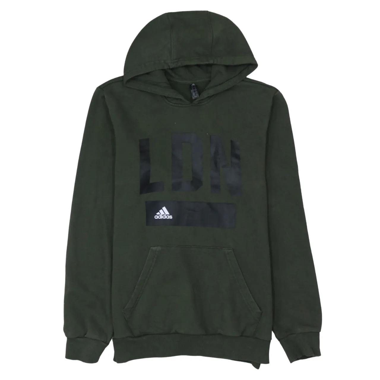 Adidas 90's Drawstring Pockets Pullover Hoodie Medium Green sold by Vintage Club