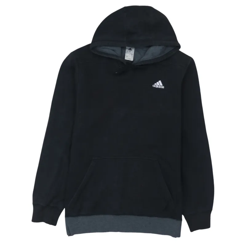 Adidas 90's Drawstring Pockets Pullover Hoodie Medium Black sold by Vintage Club