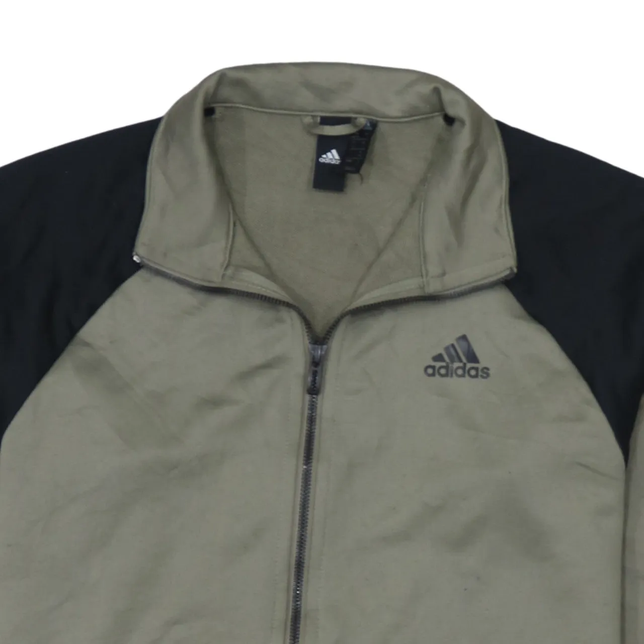 Adidas Khaki Green Full Zip Sweatshirt Men's Small Printed Sleeve Logo Track Top Jacket sold by Vintage Club product image thumbnail 3