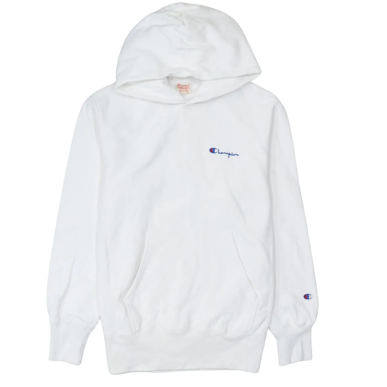 Champion 90's Drawstring Pockets Pullover Hoodie Small White sold by Vintage Club