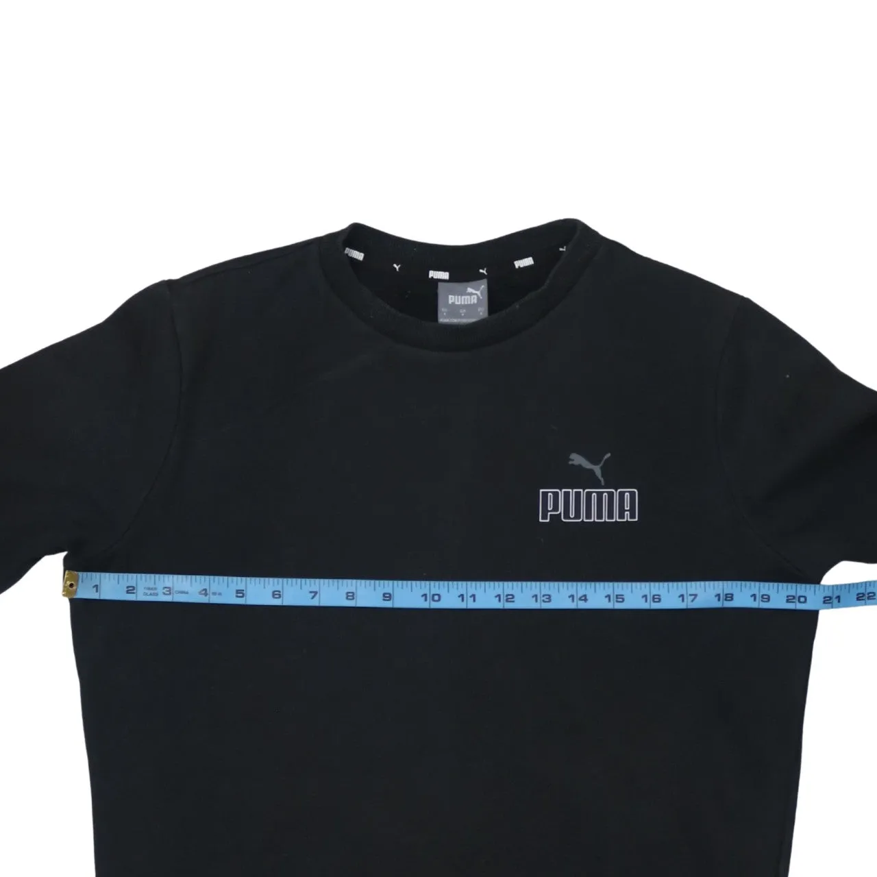 Puma Black Sweatshirt Men's Small Embroidered Chest Logo Fleece Lined Crewneck Pullover sold by Vintage Club product image thumbnail 5