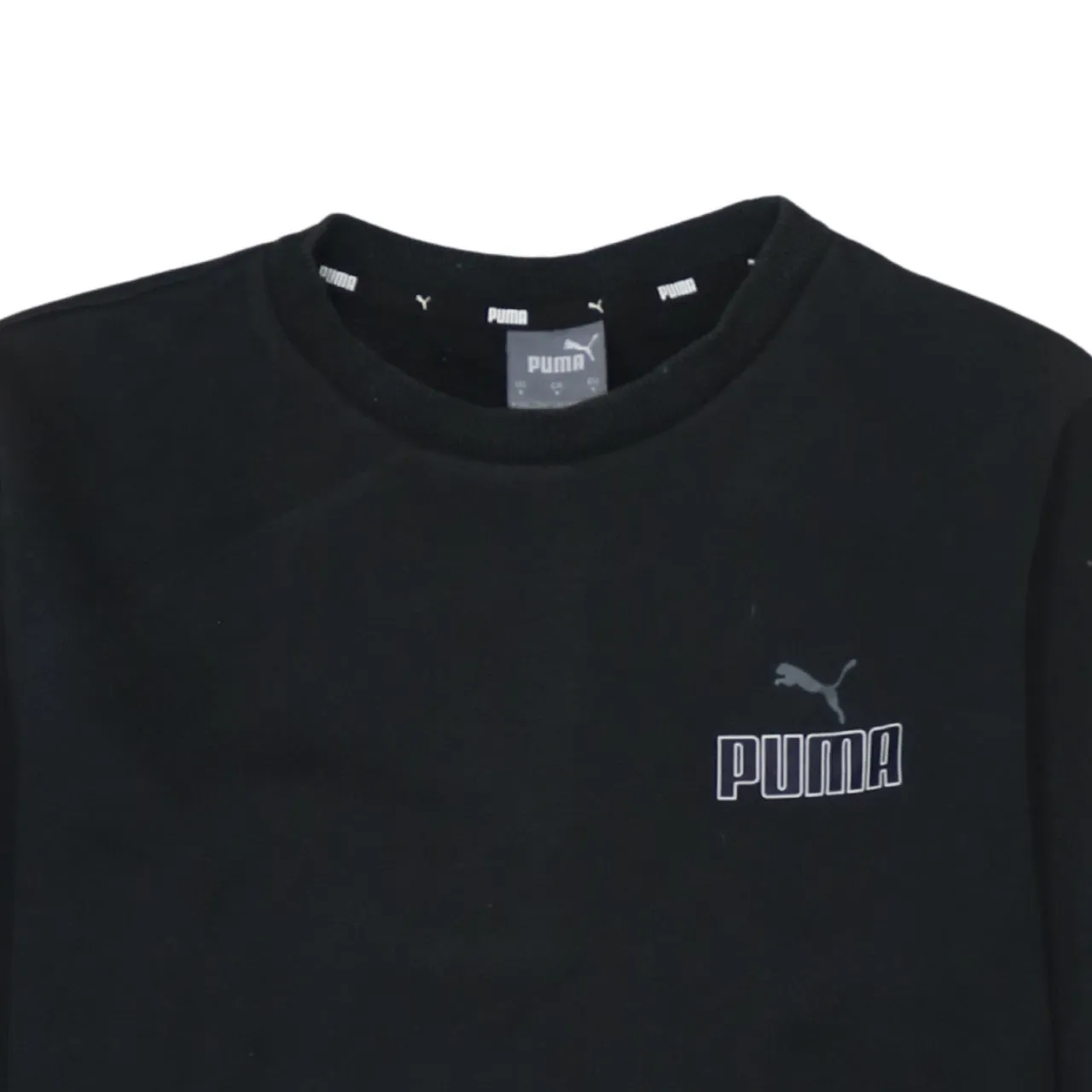 Puma Black Sweatshirt Men's Small Embroidered Chest Logo Fleece Lined Crewneck Pullover sold by Vintage Club product image thumbnail 3
