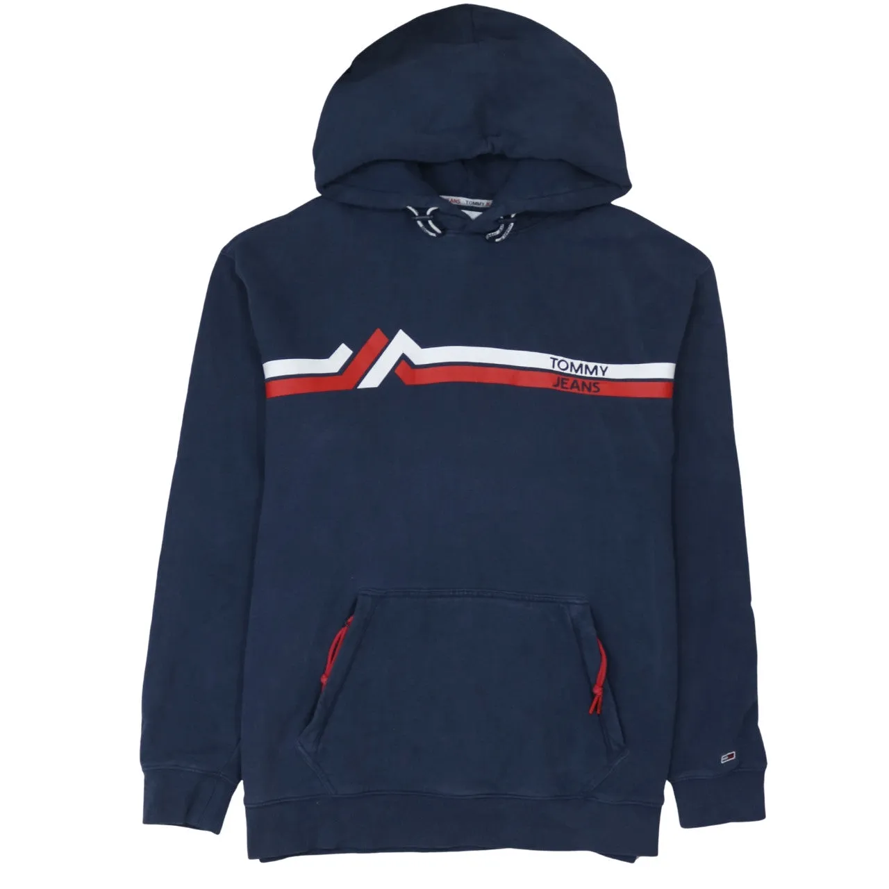 Tommy Jeans 90's Drawstring Pockets Pullover Hoodie Large Navy Blue sold by Vintage Club