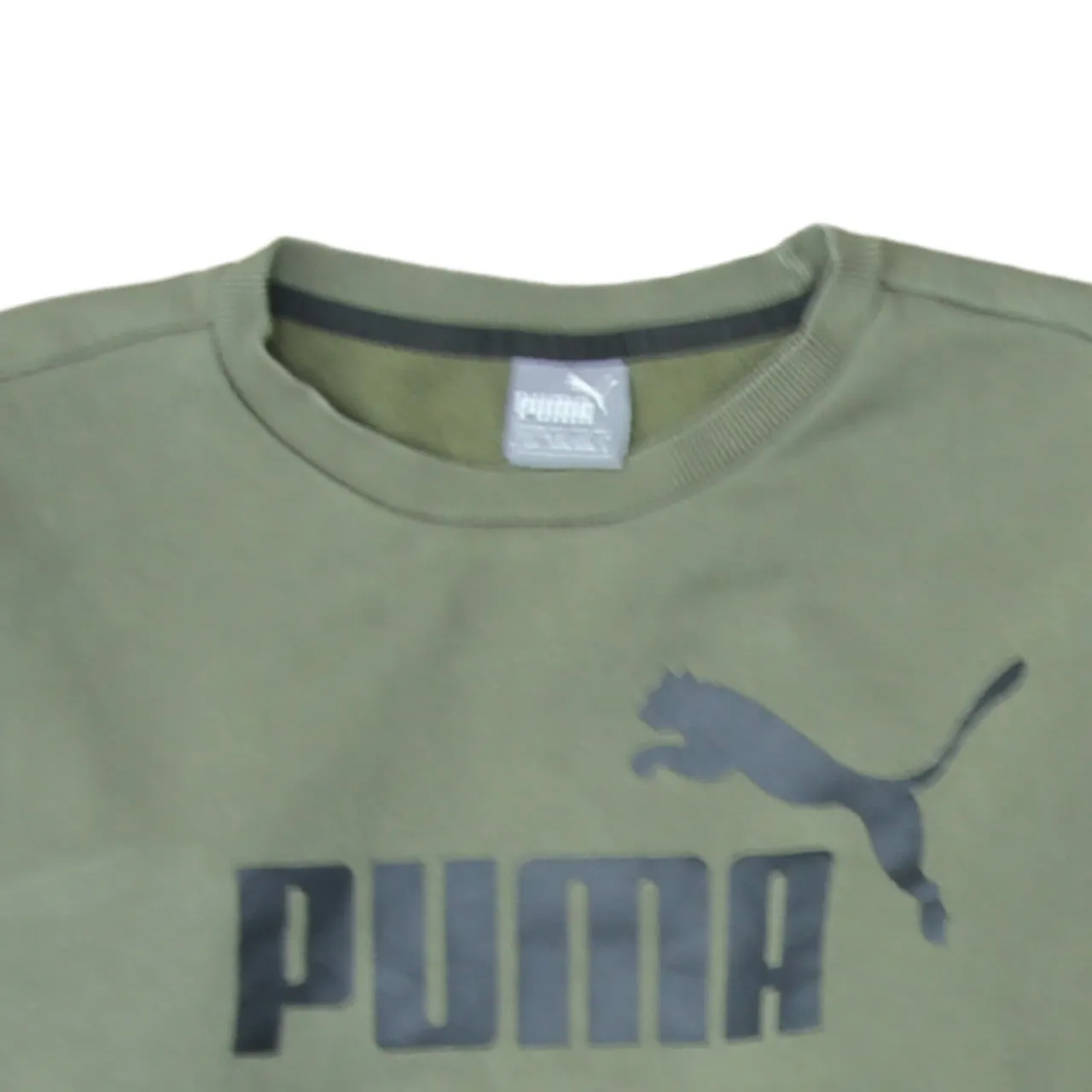 Puma Khaki Green Sweatshirt Men's Small Printed Logo Crewneck Pullover Fleece Top sold by Vintage Club product image thumbnail 3