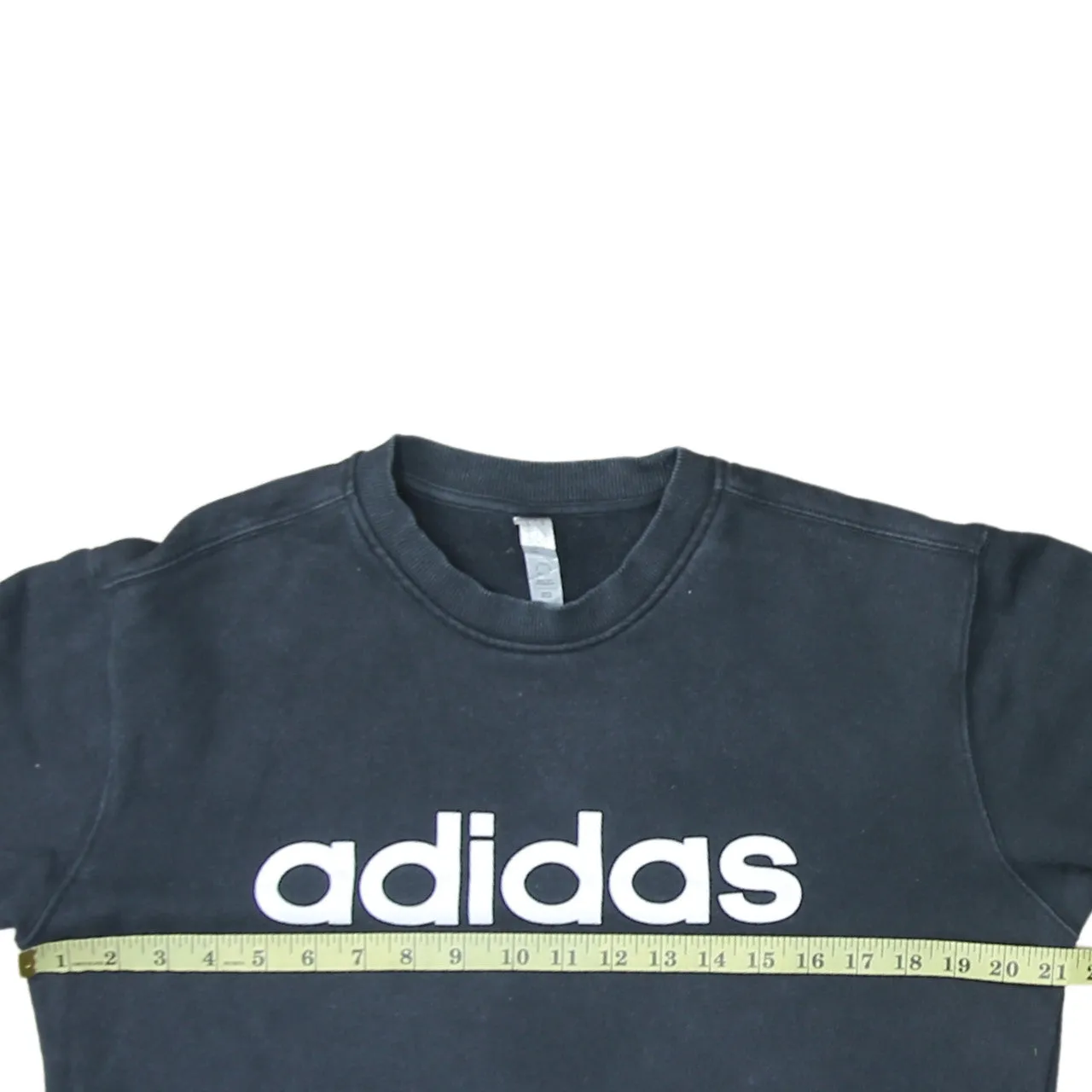 Adidas Black Sweatshirt Women's Medium Big Logo Printed Chest Ribbed Crewneck Pullover sold by Vintage Club product image thumbnail 5