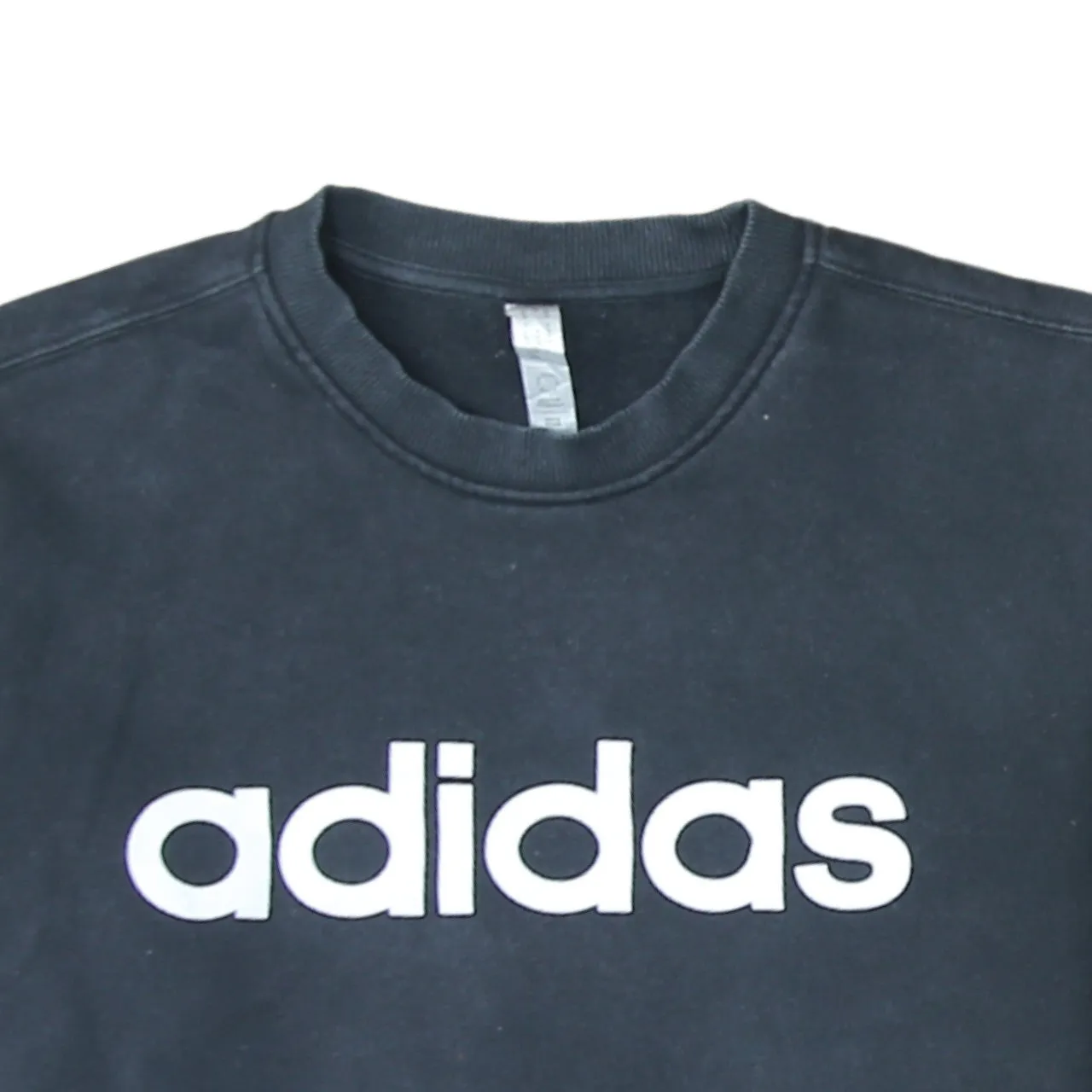 Adidas Black Sweatshirt Women's Medium Big Logo Printed Chest Ribbed Crewneck Pullover sold by Vintage Club product image thumbnail 3