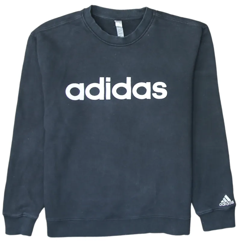 Adidas 90's Spellout Crew Neck Sweatshirt Medium Black sold by Vintage Club