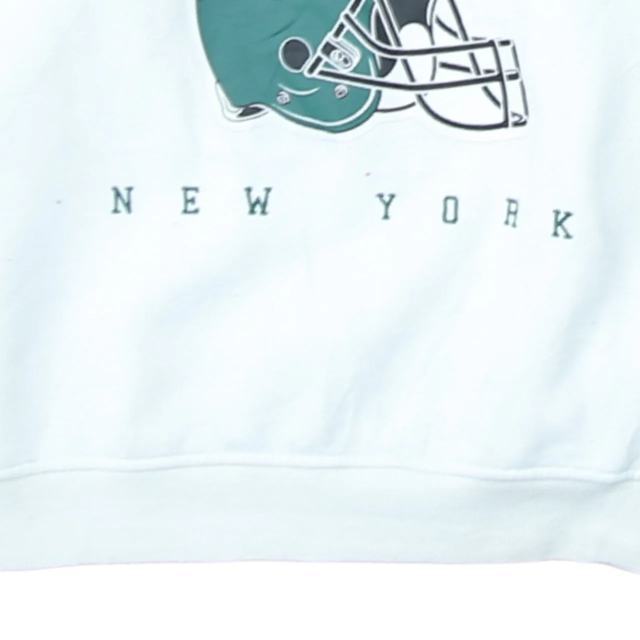 NFL White Jets Sweatshirt Women’s XXSmall Printed Logo New York Crewneck Pullover Top sold by Vintage Club product image thumbnail 4