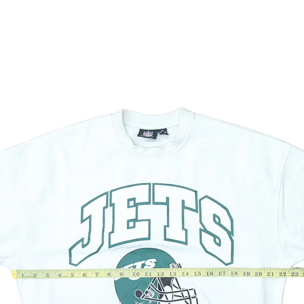 NFL White Jets Sweatshirt Women’s XXSmall Printed Logo New York Crewneck Pullover Top sold by Vintage Club product image thumbnail 5