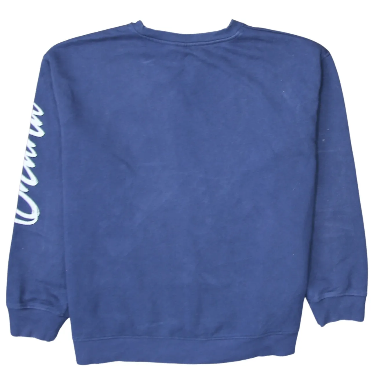 Disney Navy Blue Sweatshirt Women's Medium Stitch Printed Graphic Sleeve Script Pullover Top sold by Vintage Club product image thumbnail 2