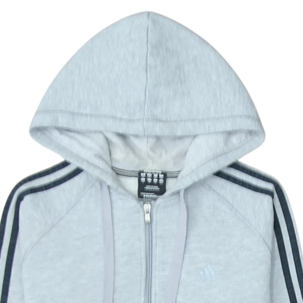 Adidas Light Grey Zip Hoodie Men's Small Three Stripe Sleeves Embroidered Logo Sweatshirt sold by Vintage Club product image thumbnail 3