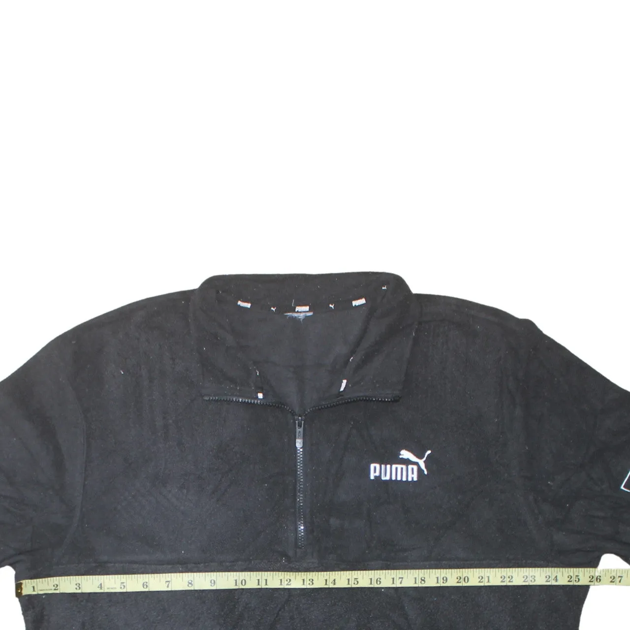 Puma Black Fleece Jumper Men’s XLarge 1/4 Zip Embroidered Logo Sleeve Print Pullover Sweatshirt sold by Vintage Club product image thumbnail 5