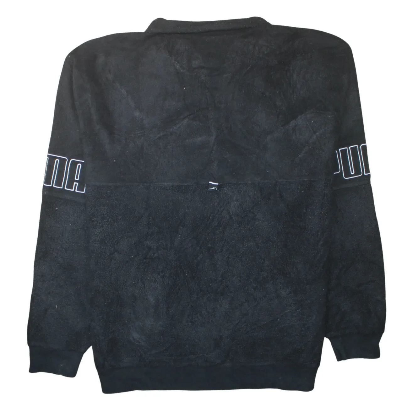 Puma Black Fleece Jumper Men’s XLarge 1/4 Zip Embroidered Logo Sleeve Print Pullover Sweatshirt sold by Vintage Club product image thumbnail 2