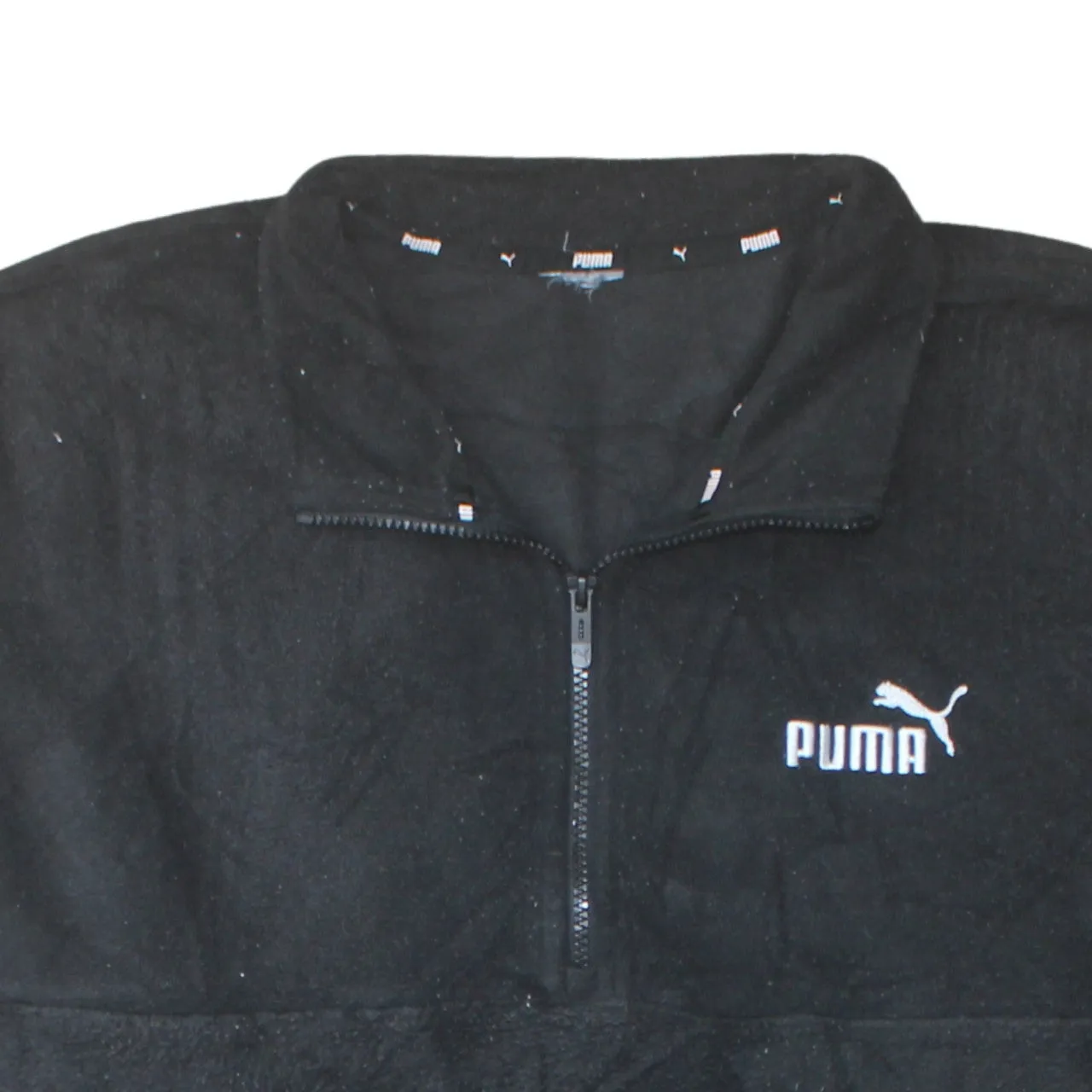 Puma Black Fleece Jumper Men’s XLarge 1/4 Zip Embroidered Logo Sleeve Print Pullover Sweatshirt sold by Vintage Club product image thumbnail 3