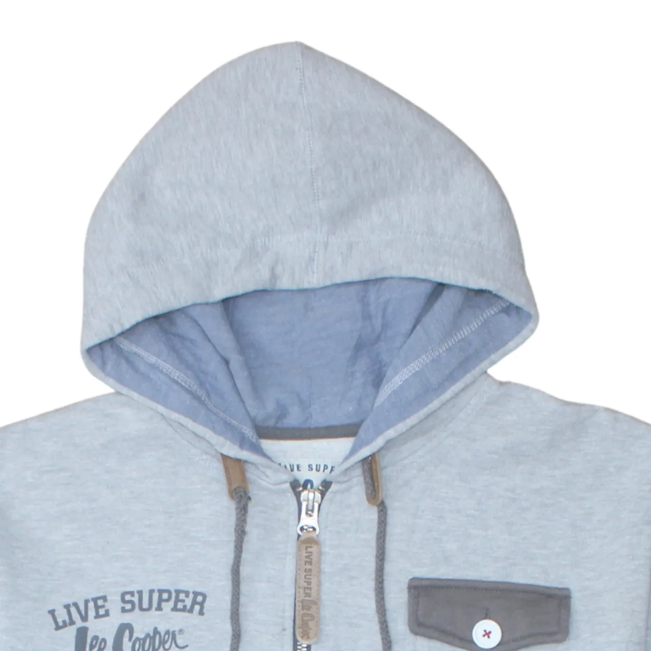 Lee Cooper Light Grey Zip Hoodie Women’s Large Embroidered Chest Logo Button Pockets Sweatshirt sold by Vintage Club product image thumbnail 3