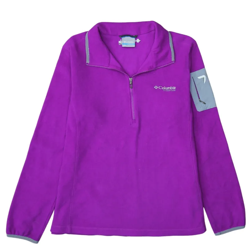 Columbia 90's Hiking Warm Quarter Zip Fleece Jumper Large Purple made by Columbia