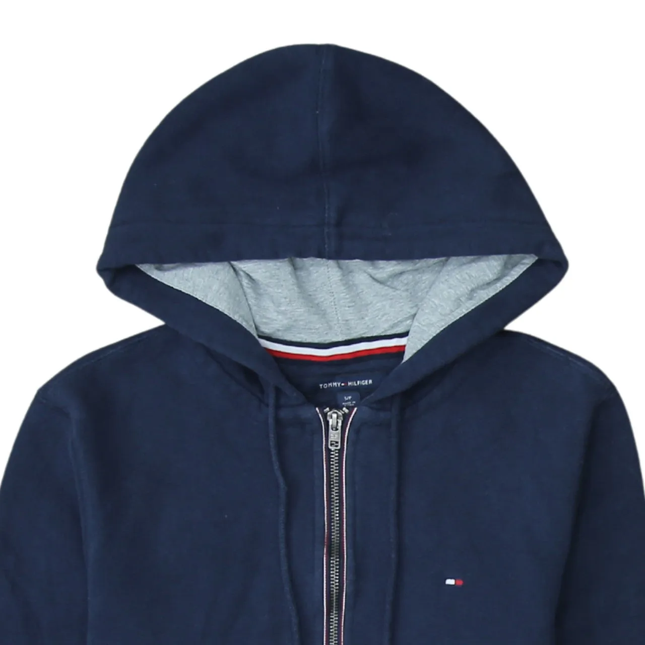 Tommy Hilfiger 90's Drawstring Pockets Full Zip Up Hoodie Small Navy Blue sold by Vintage Club product image thumbnail 3