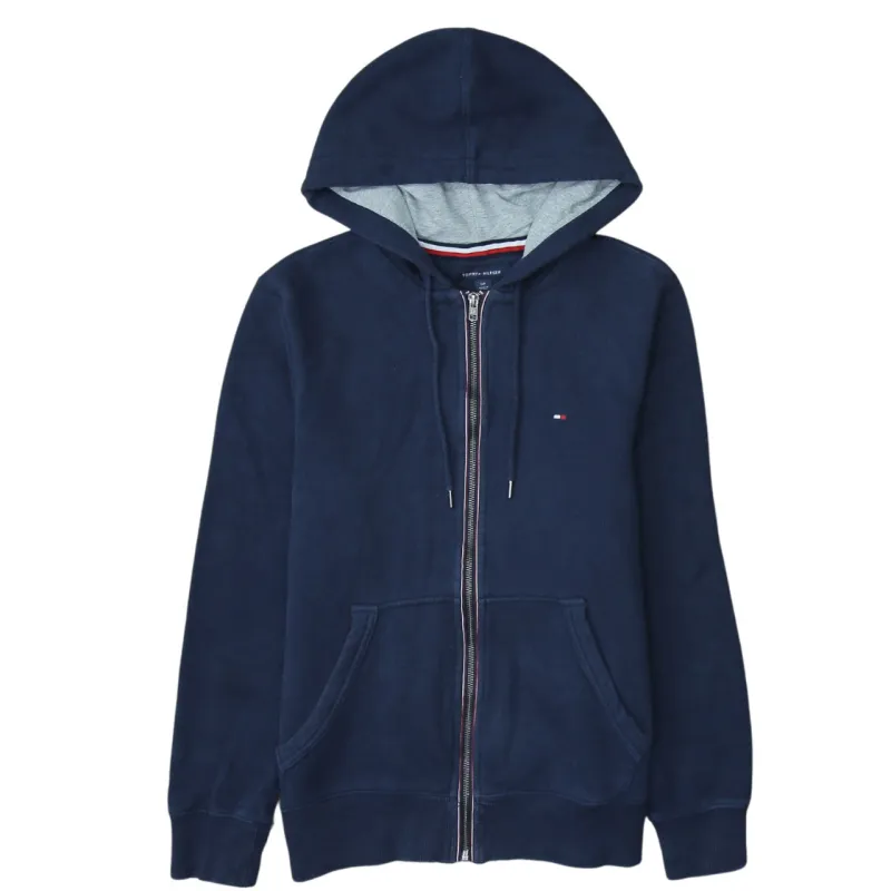Tommy Hilfiger 90's Drawstring Pockets Full Zip Up Hoodie Small Navy Blue made by Tommy Hilfiger