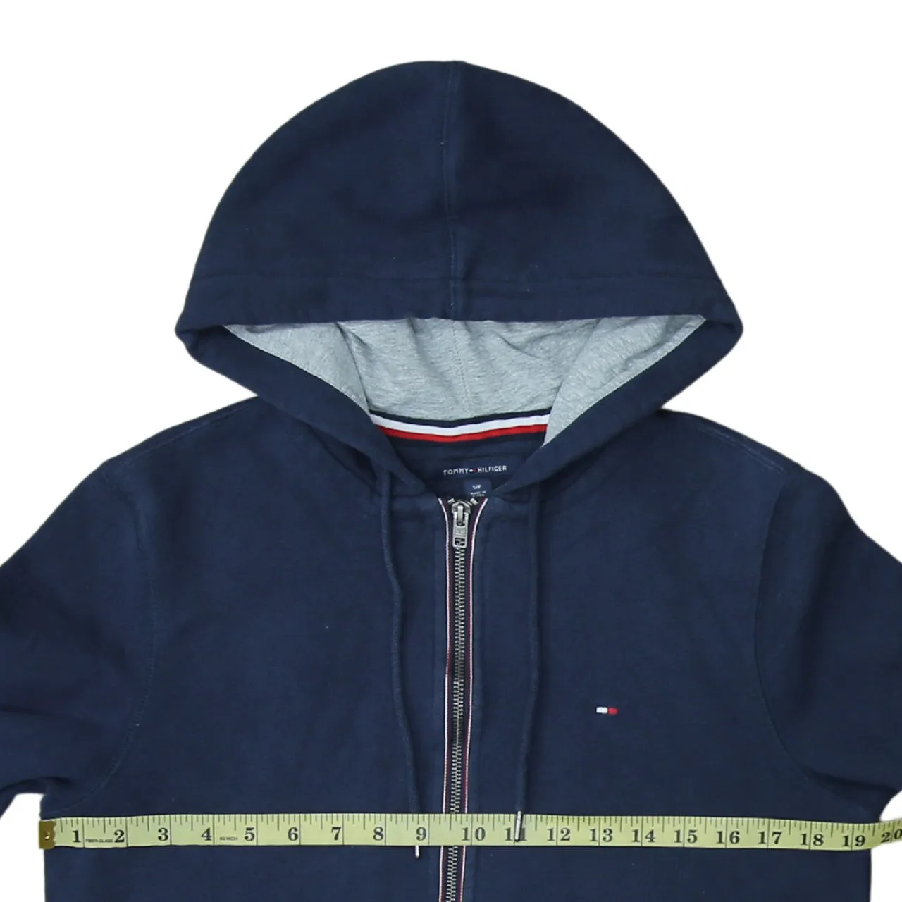 Tommy Hilfiger 90's Drawstring Pockets Full Zip Up Hoodie Small Navy Blue sold by Vintage Club product image thumbnail 5