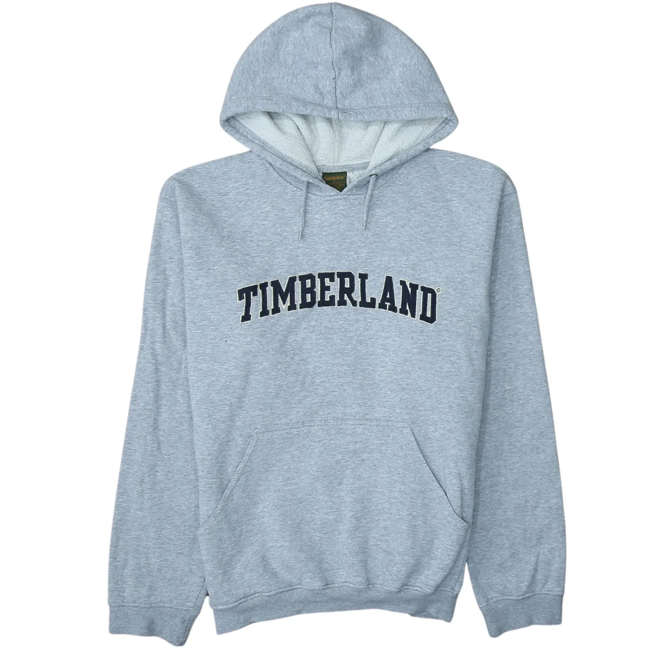 Timberland Grey Hoodie Men's Small Embroidered Logo Front Pouch Pocket Fleece Pullover sold by Vintage Club