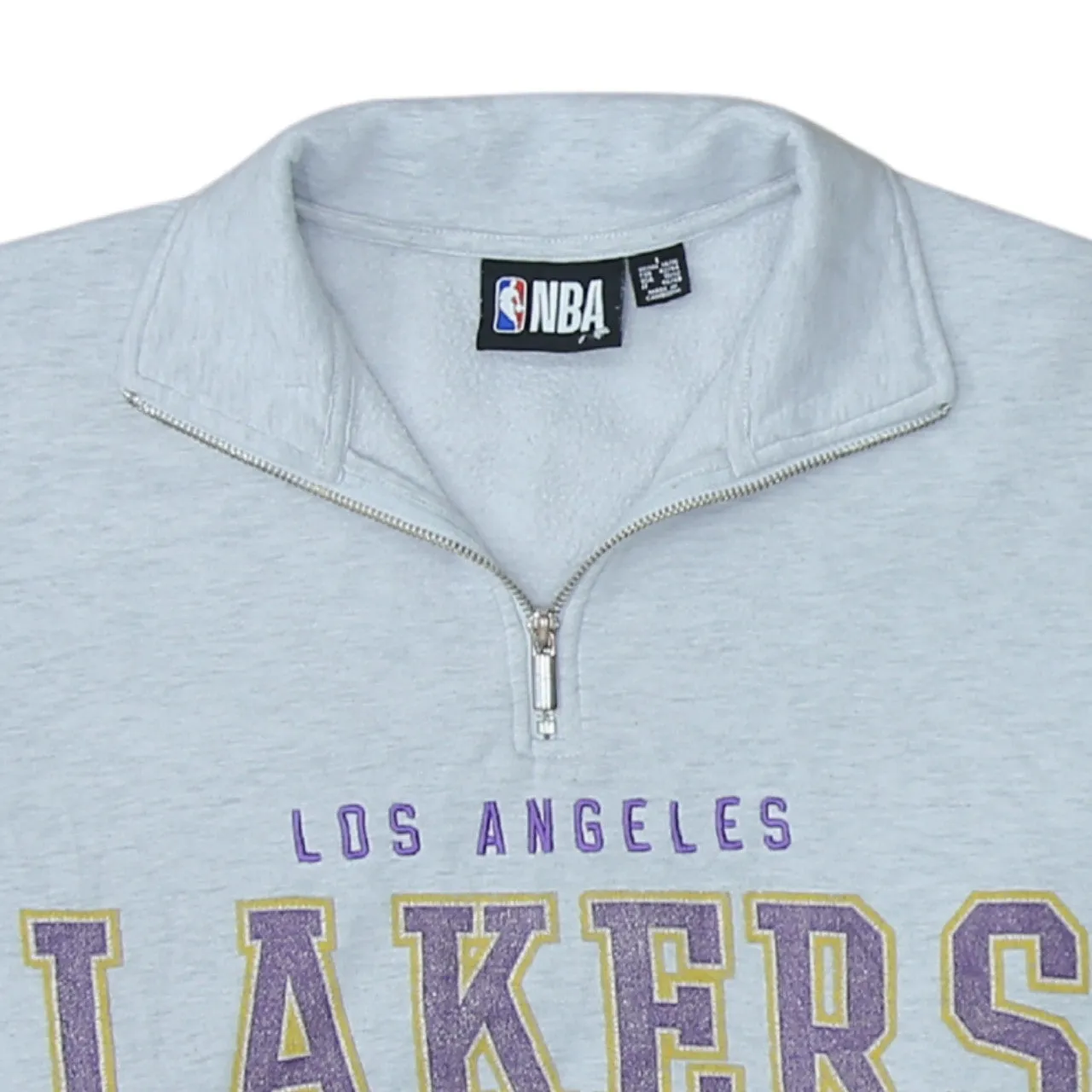 NBA Grey Quarter Zip Sweatshirt Women’s Large Los Angeles Lakers Printed Logo Pullover Top sold by Vintage Club product image thumbnail 3