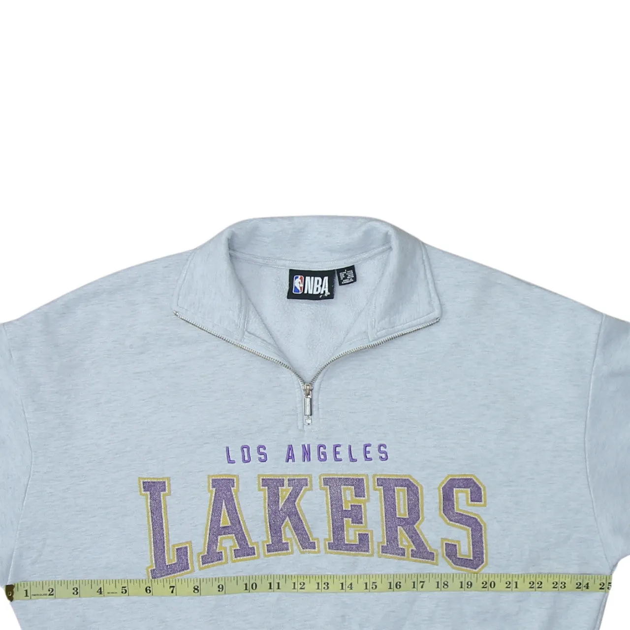 NBA Grey Quarter Zip Sweatshirt Women’s Large Los Angeles Lakers Printed Logo Pullover Top sold by Vintage Club product image thumbnail 5