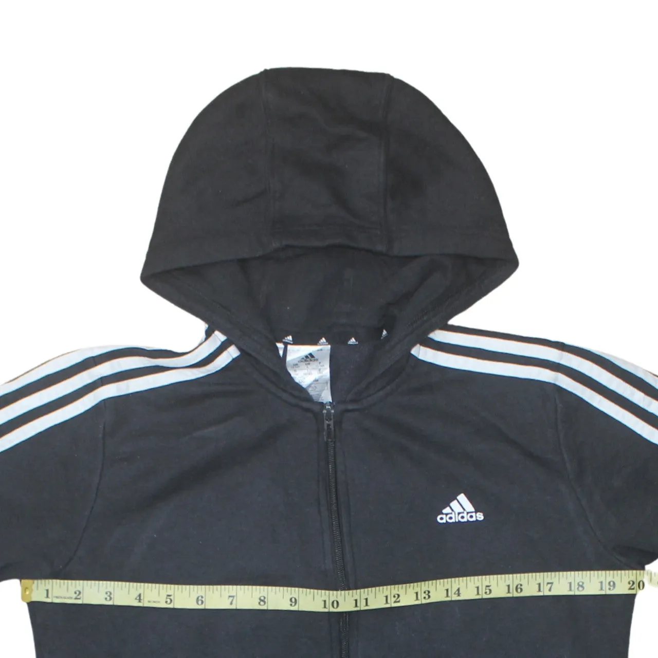 Adidas 90's Striped Sleeve Full Zip Up Hoodie Large Black sold by Vintage Club product image thumbnail 5